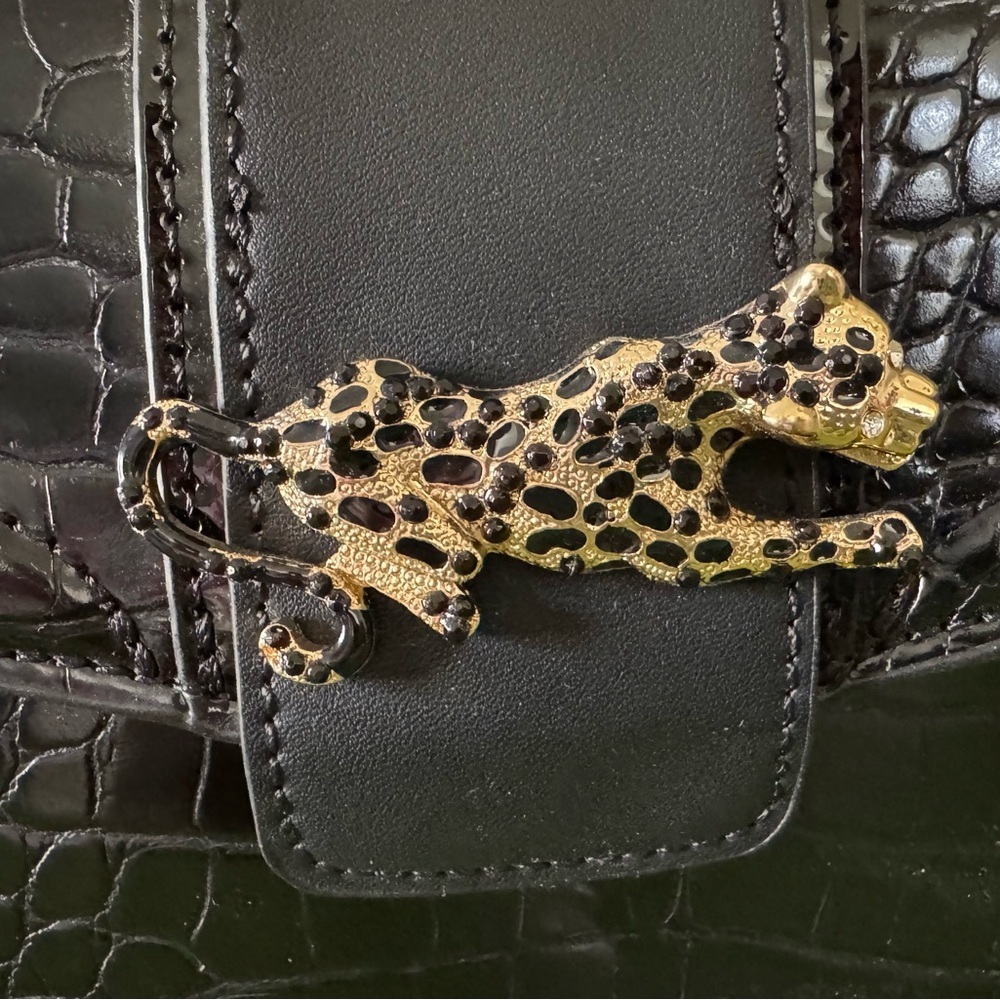 Topshop Black Croc-Embossed Travel Bag-NWT - Picture 3 of 6